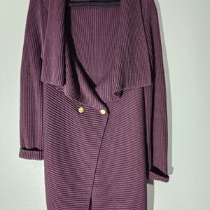CAbi Burgundy Ribbed Knit Cardigan